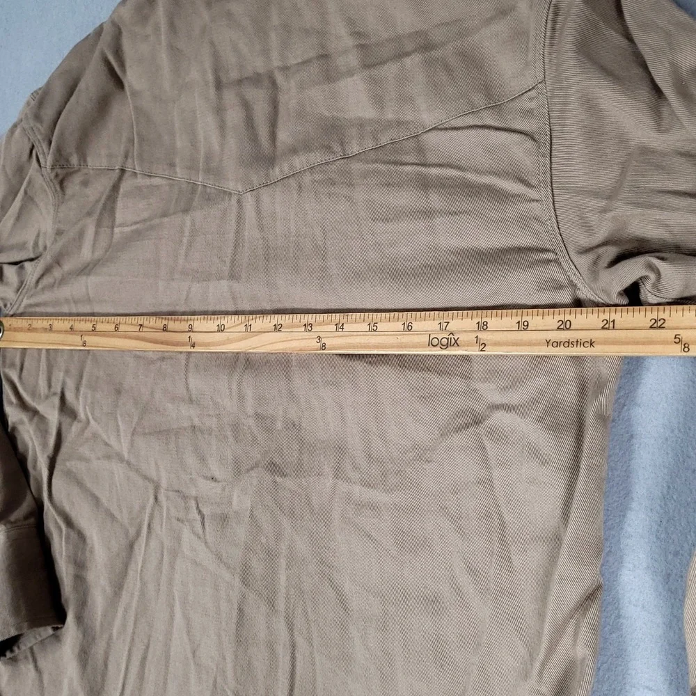 New Rasco FR Work Shirt Men's Small Khaki Western Snap Button Cotton FR1003KH